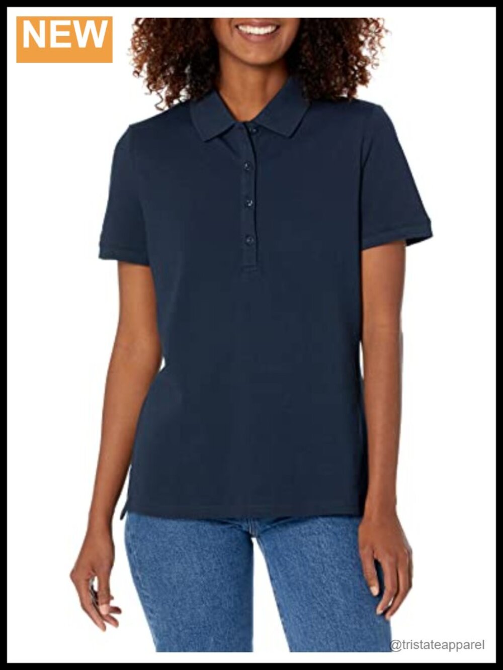Women's Short Sleeve Collared Polo Shirt Stretch Cotton Jersey